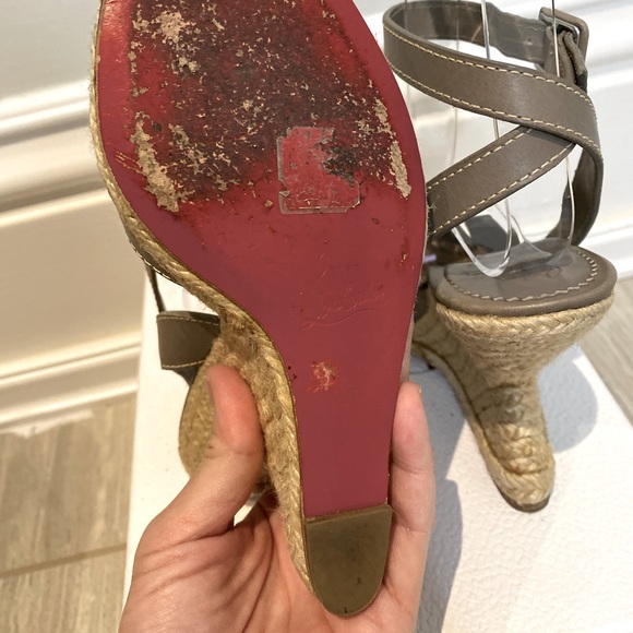 Grey leather Louboutin Espadrilles - Picture 4 of 4